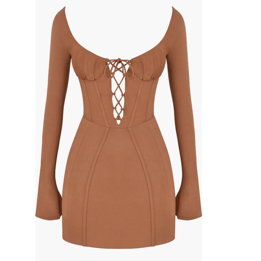 Mistress Rocks Flared Long Sleeve Corset Mini Dress NWT